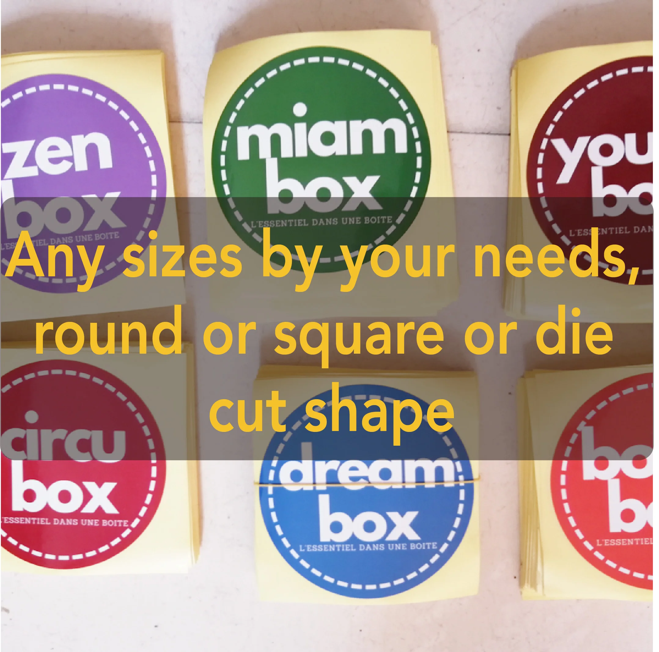 Personalized Design 2cm 30mm 4cm 50mm 6cm 10cm Round Or Square Gloss Laminated Full Color Paper Adhesive Sticker Label Printing