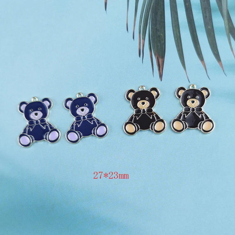 10 stücke 27*23mm Zwei Farbe emaille Bär Charm Für Schmuck Machen Und Crafting Nette Ohrring Anhänger Armband halskette Charme
