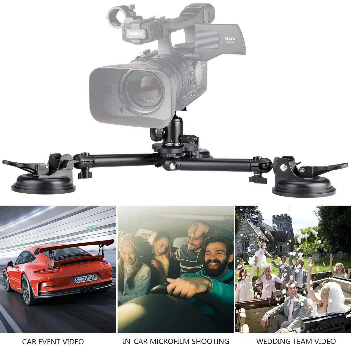 รถ Boot ฝาปิดสูญญากาศ Heavy Duty Triple Suction Cup Holder Mount สำหรับ Canon Nikon กล้อง DSLR Fujifilm กระจกรถการถ่ายทำ