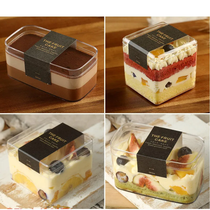 15pcs High quality tiramisu mousse cake pastry packaging boxes transparent hard plastic dessert cookies candy snack cup with lid