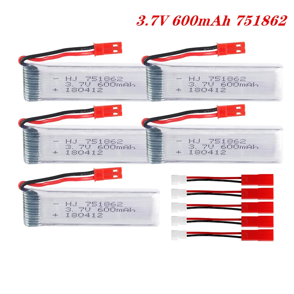 Batería Lipo recargable para helicóptero, pila de 3,7 V y 600mAH adecuada para Syma S032G Udi U818A WLtoys V959 V929, 2 a 5 unidades