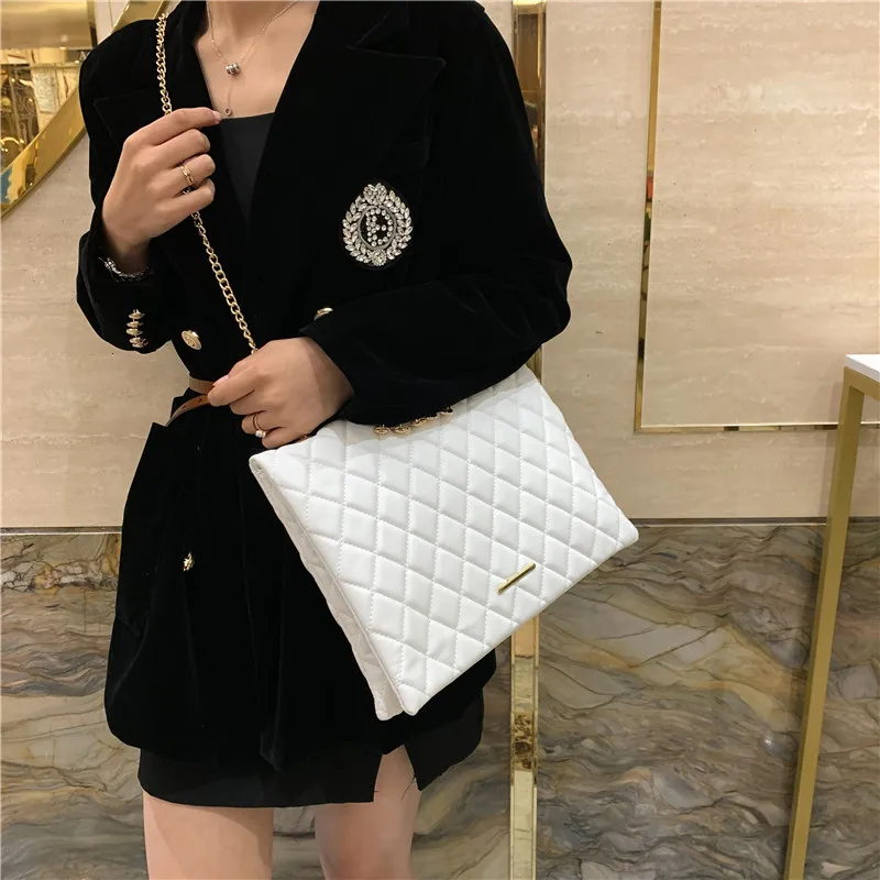 2024 New Spring Shoulder Bag Fashion Plaid Pu Leather Crossbody Bags For Women Large Envelope Handbags And Purses