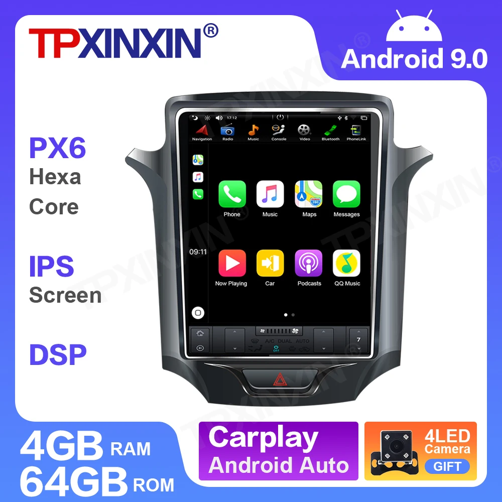 

2 din Android 9 PX6 10.4" Tesla Vertical Screen For Chevrolet Cruze 2015 - 2020 Car Auto Radio Multimedia Navigation Stereo GPS