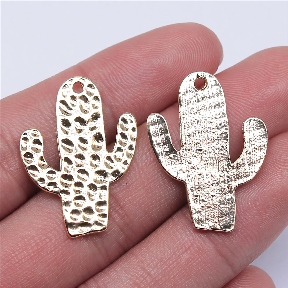 WYSIWYG 2pcs Charms Cactus 22x30mm High Quality KC Gold Color Pendant Charms For Jewelry Making DIY For Earring Making