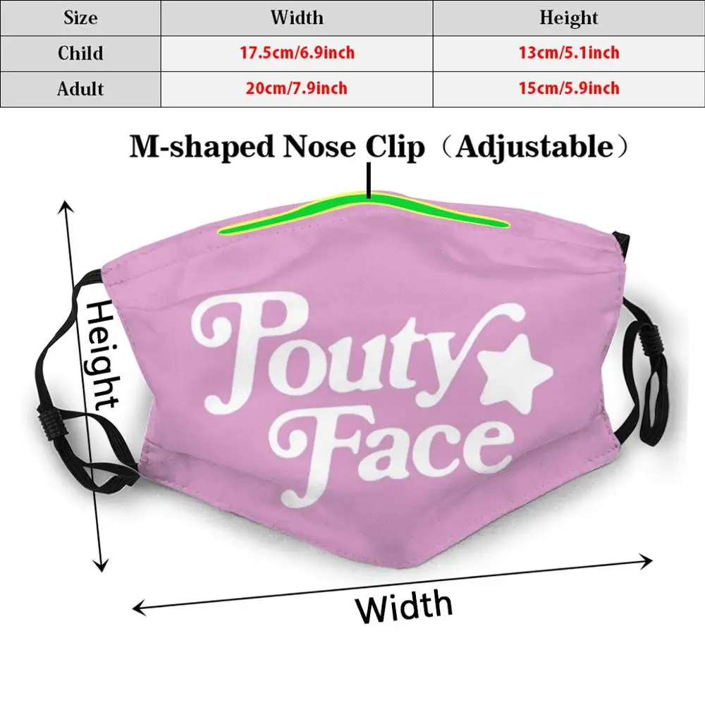 Pouty Gezicht Grappig Print Herbruikbare Pm2.5 Filter Gezichtsmasker Steenbolk Pouty Gezicht Pouty Gezicht Addison Rae Addison Rae Voor U foryou Dans