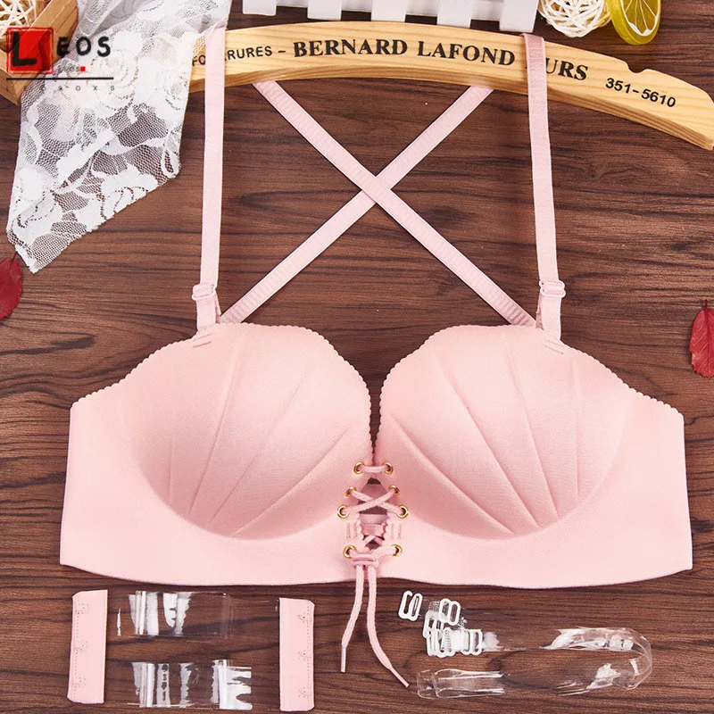 Sexy Bandage Women Bra Push Up Invisible Lingerie Traceless Bralette Tops 1/2 Cup Backless Big Size Female Underwear For Wedding