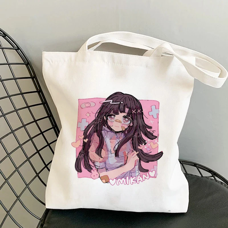 Anime giapponese dolce ragazza Kawaii Shopper Bag Shopping Bags borse borsa di tela borsa a tracolla Casual donna Eco Bag ad alta capacità