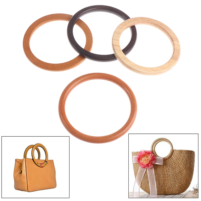 1 pz di forma rotonda manico in legno di ricambio borsa fai da te borsa borsa manici anello borsa portatile cinghia Tote Bag accessori