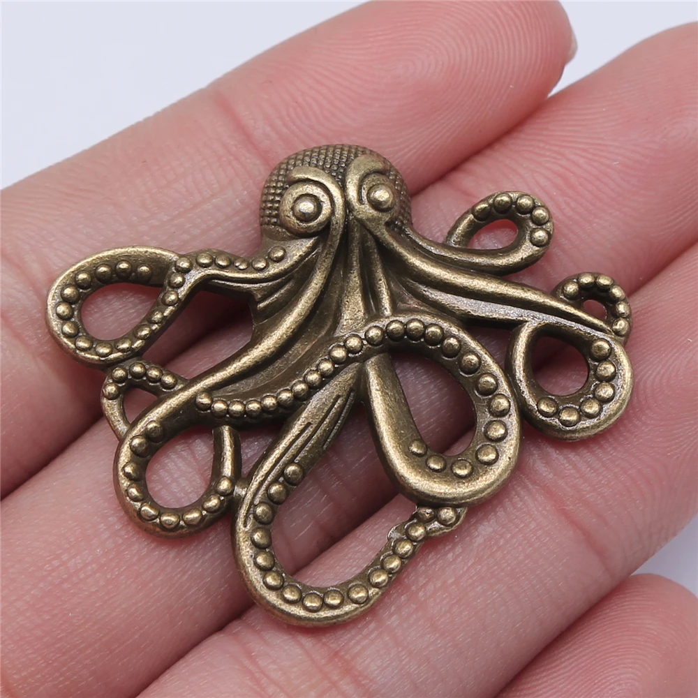 WYSIWYG 2pcs 42x35mm Pendant Octopus Octopus Charm Pendants For Jewelry Making Antique Silver Color Octopus Pendants