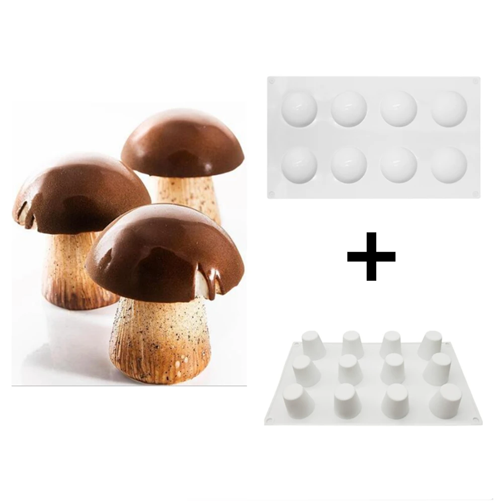 3D Mushroom Set Silicone Mousse Cake Mould Half Round Mold Cone Cakes Ice Cream Decorating Tools Party Pastry Kitchen Bakeware