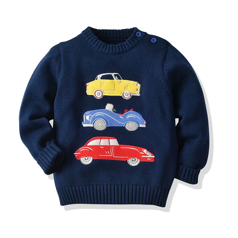 Autumn Baby Kids Boys Girls Long Sleeve Cartoon Car Knit Sweater Baby Kids Boys Girls Pullover Sweaters Children\'s Clothes