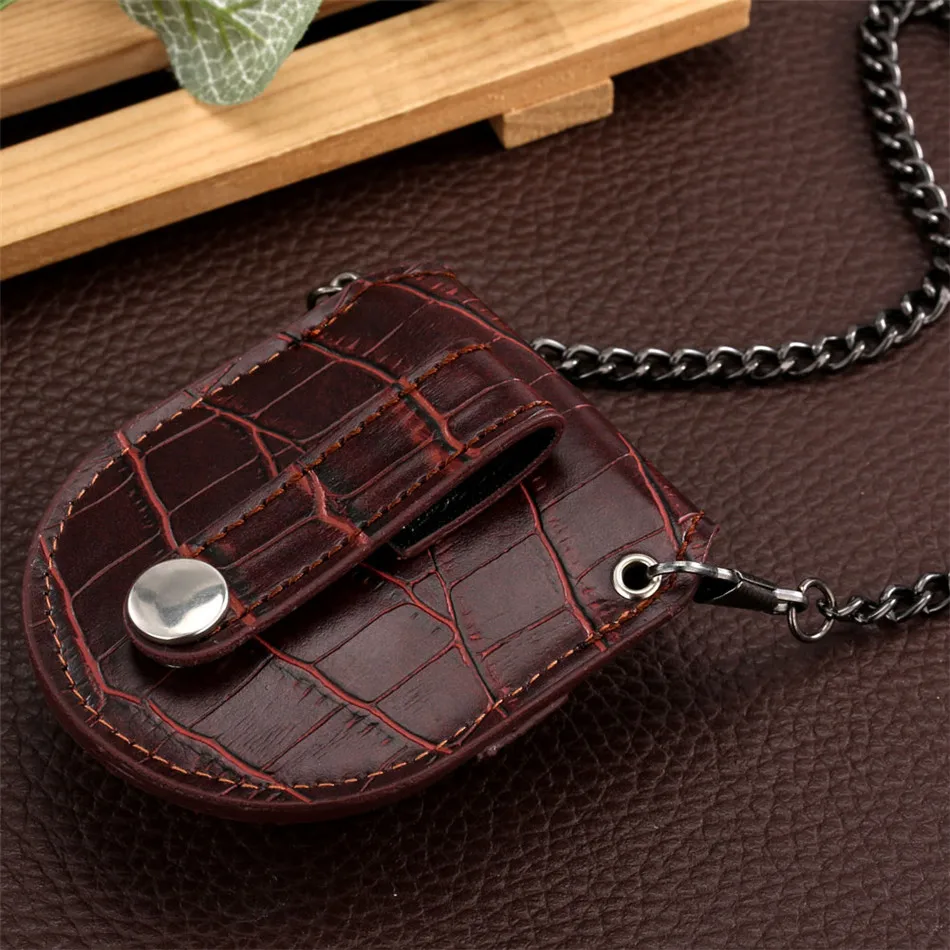 Old Fashion Pocket Watch PU Leather Bag Belt Accessories Steampunk Vintage Holder Storage Purse Bags for Fob Pocket Clock Gifts