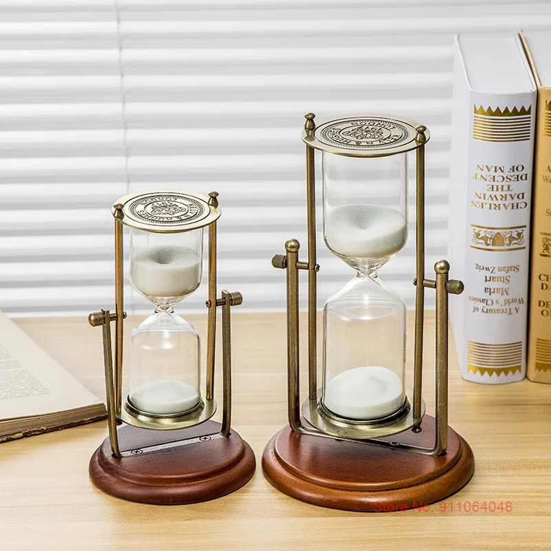 

Vintage Wooden Base Rotating Hourglass 30 Minutes Time Timer Kids Desk Decoration Antique White Sand Clock Bookend Çocuk Saati