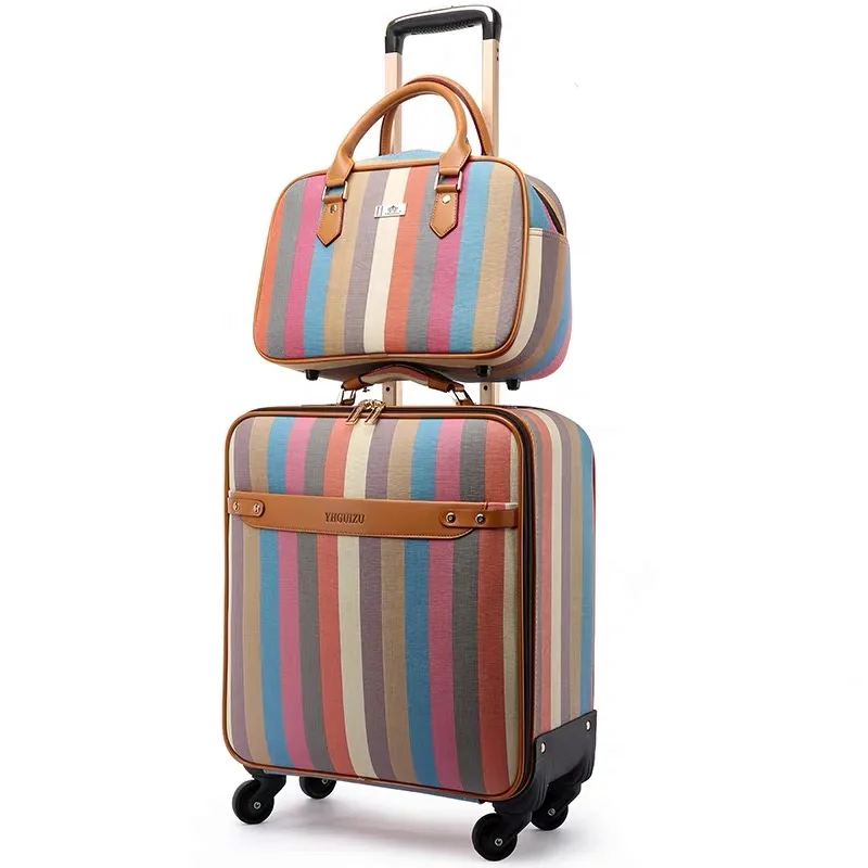 Fashion set luggage for men and women boarding travel luggage 16/20/24/ inch valise lattice password suitcase spinner wheel