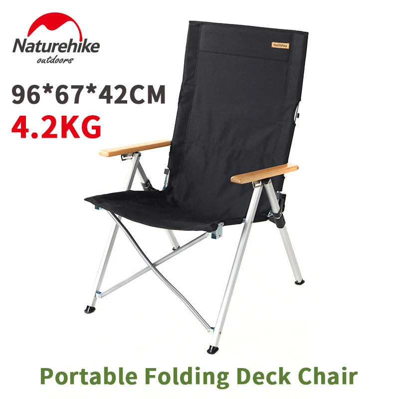 Naturehike TY03 Portable Beach Chair Folding Outdoor Camping Leisure Travel Adjustable Foldable Lounge Chair 140KG Load Bearing