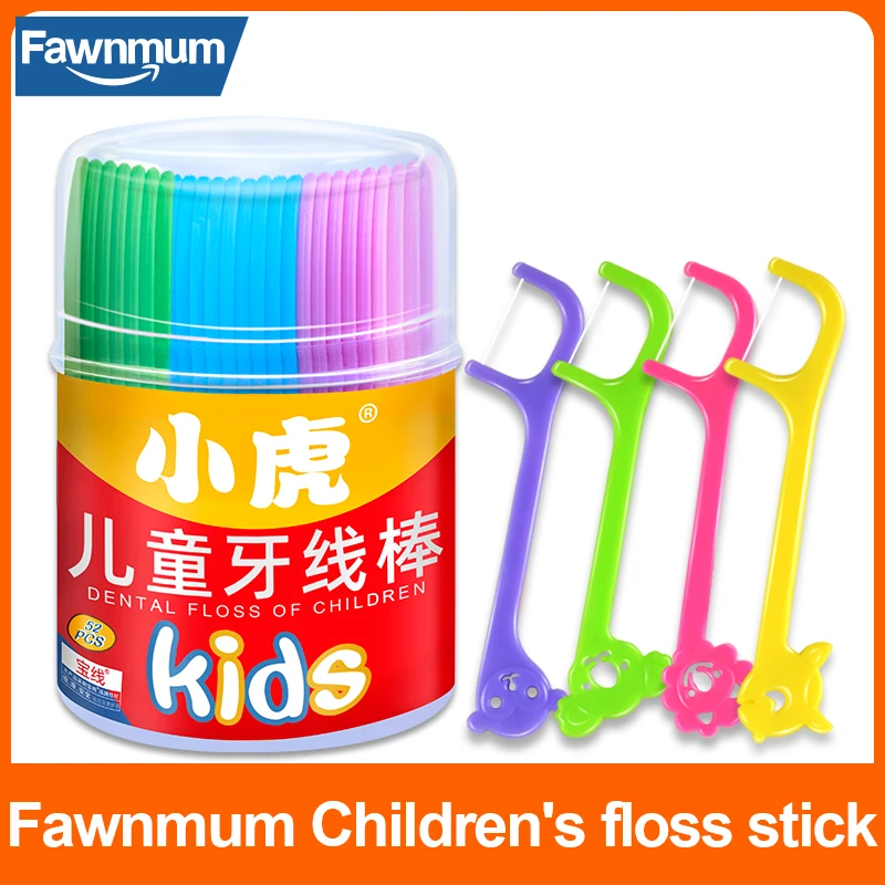 Fawnmum 52pcs Children Flosser for Tooth Cleaning Interdental Brush Dental Floss Care Oral Hygiene Toothpicks Dentistry Beauty