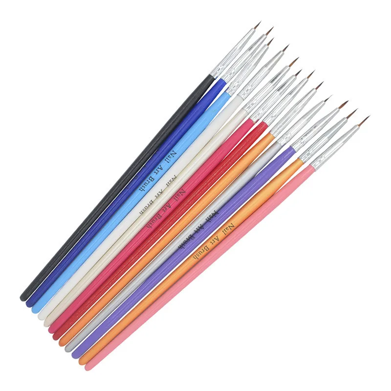 Hot Sale 10 sets Colorful Nail Art Design Painting Tool Pen Polish Brush Set Kit DIY Professional nail tools Nail Brushes