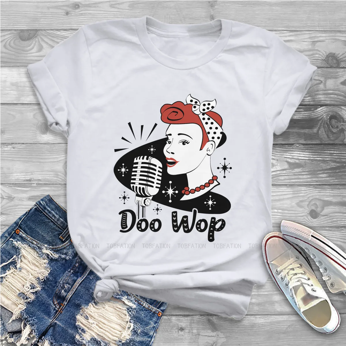 Doo Wop Vintage 50S Sok Hop Dance Party Vrouwen Tshirt Pin Up Girl Model Pop Art Meisjes Basic Tops vrouwelijke T-shirt Hipster Gift