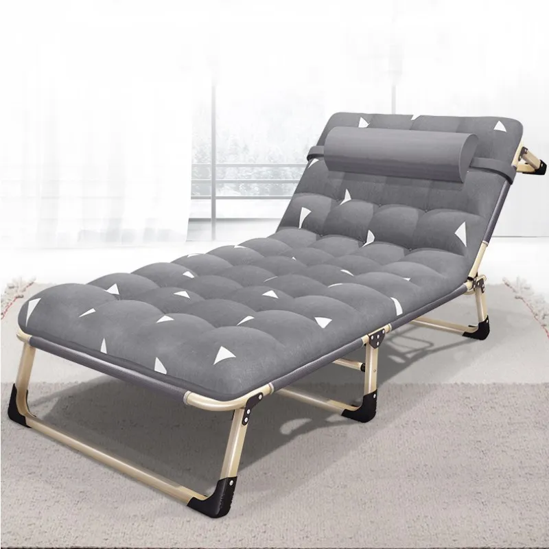 A1 Folding Single Bed Strong Steel Frame Lunchtime Cot Simple Chaise Lounge with Headrest for Nap Adult Office Escort March