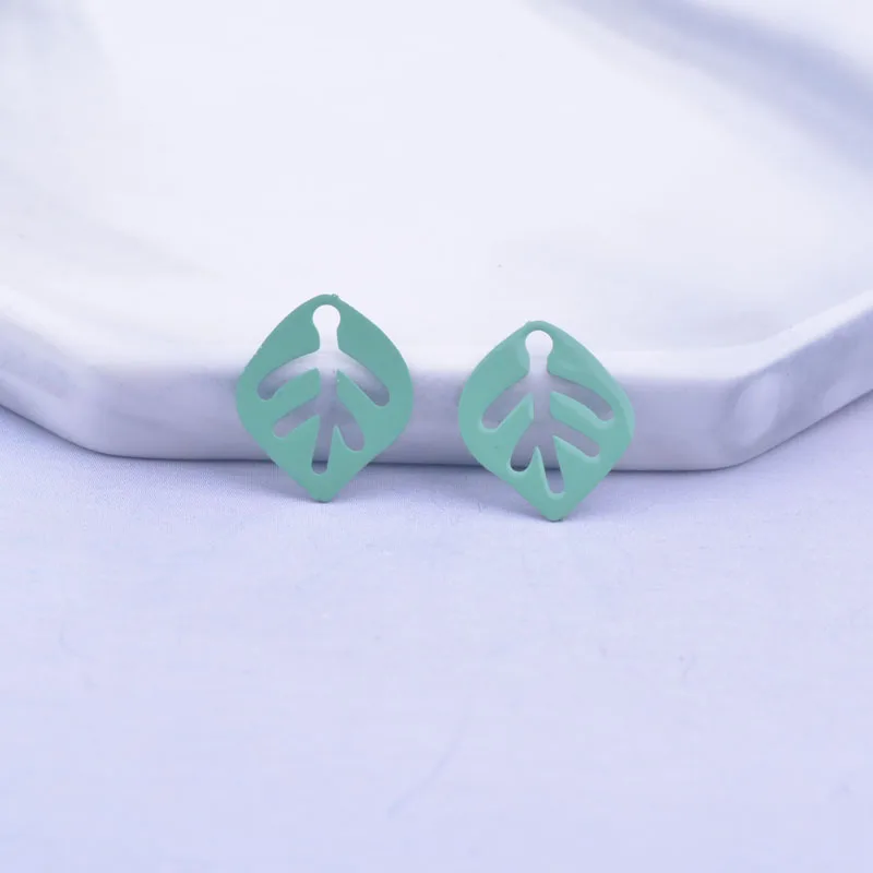 100 Stück AC11419 10,5*12,5mm Frühlingsfarbene Kleine Blatt-Anhänger DIY Schmuck Ohrring Anhänger – Detail 7