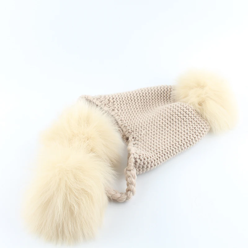 2019 New Autumn Winter Baby Beanie Real Fox Fur Pompom Hat Warm Wool Cap Kids Clothing Accessories Knitted Hat Skullies