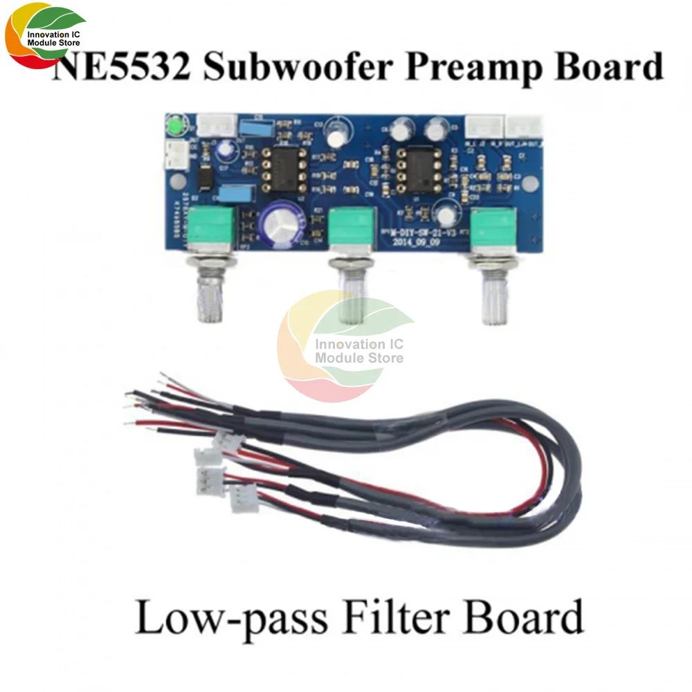 DC 12V-24V Low Pass Filter NE5532 Subwoofer 2.1CH Pre-Amplifier PRE Preamp Board AMP Diy Electronic Module Diy Kit Pcb Board