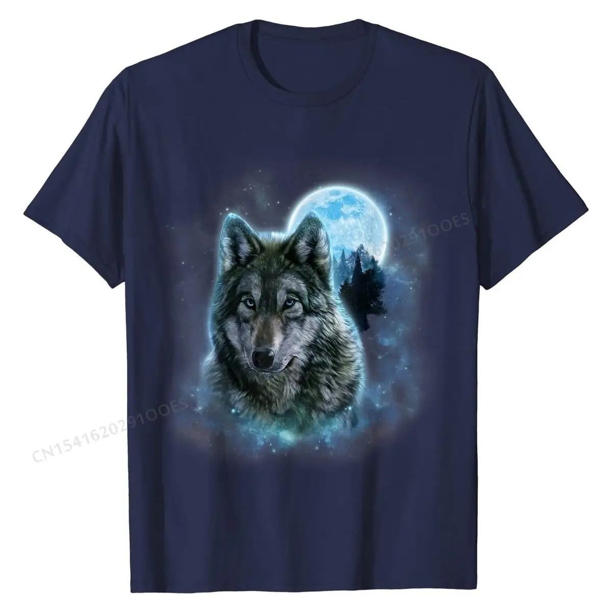 T-Shirt, Grey Wolf  Ground, Icy Moon, Forest, Galaxy T Shirts Fashionable Cotton Men Tops Shirts Normal