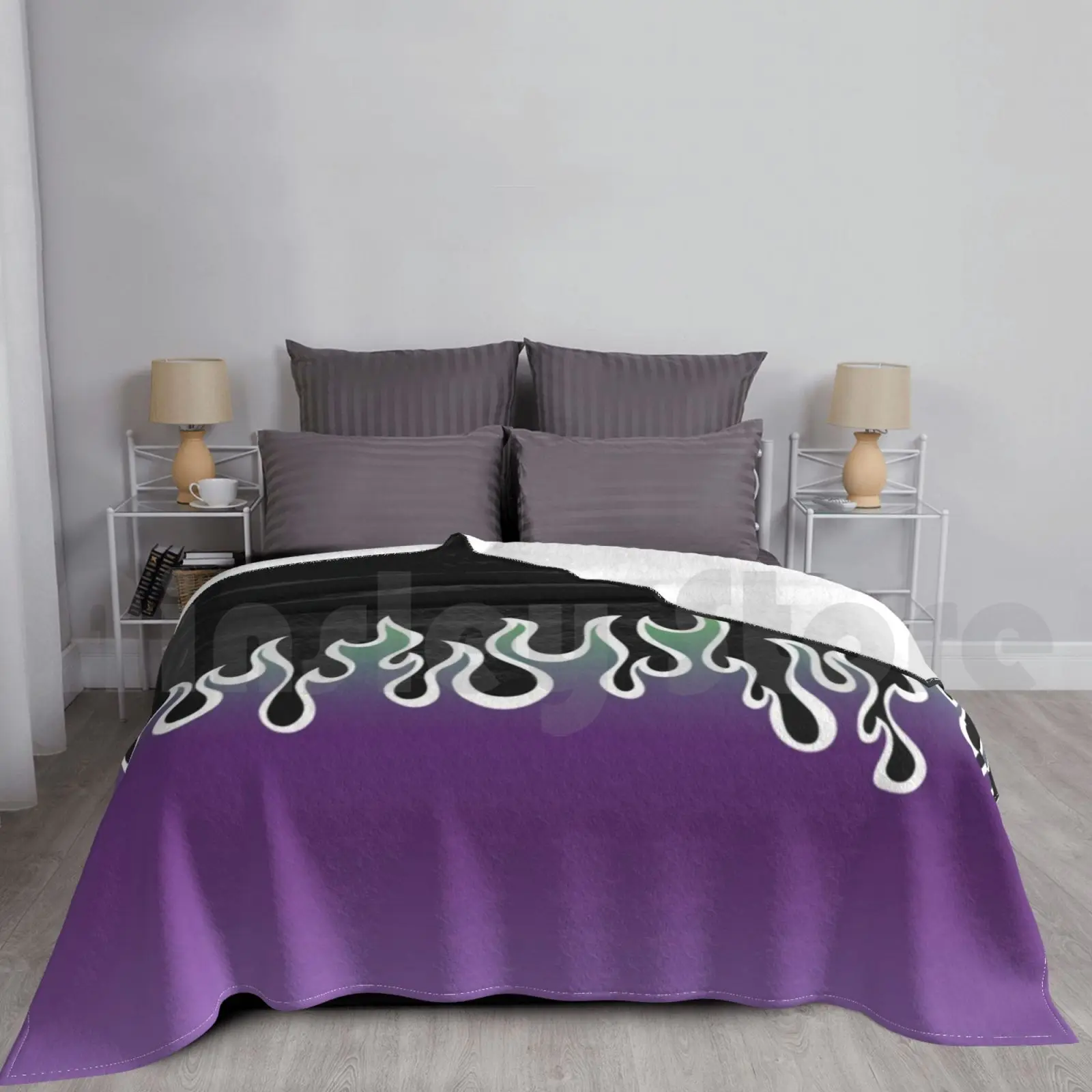 Peppermint Purple Flame Print Blanket Fashion Custom Peppermint Purple Flame Flames