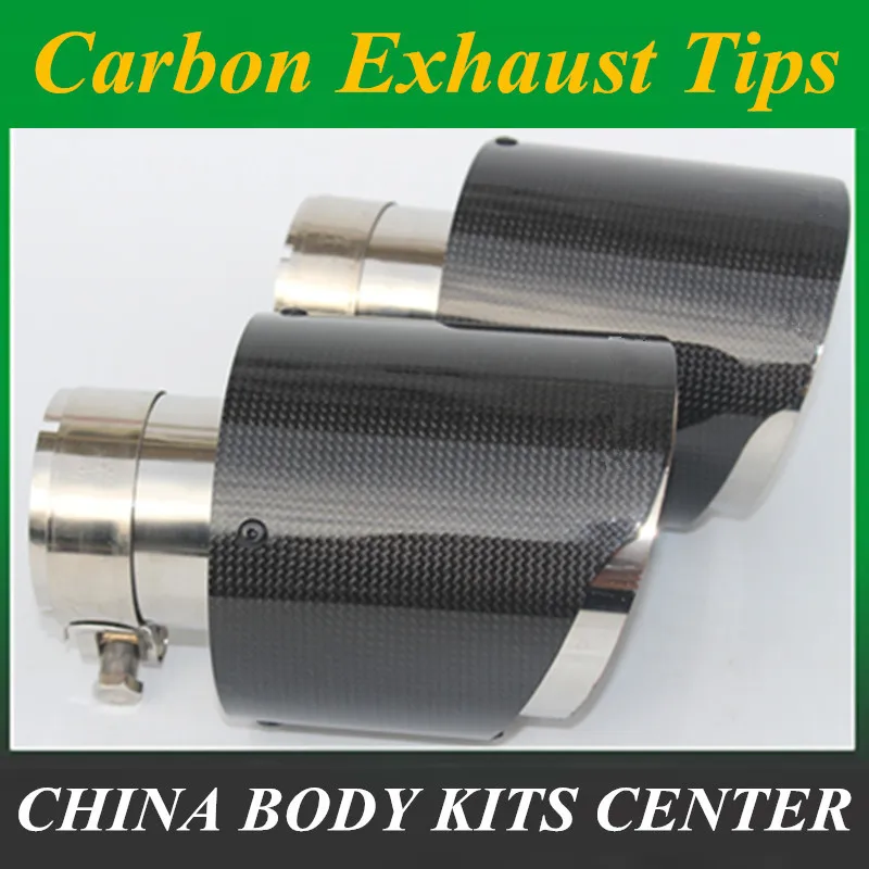 

1PCS Glossy Carbon Fiber + 304 Stainless Steel Universal Exhaust Pipe Tip Car Exhaust Muffler