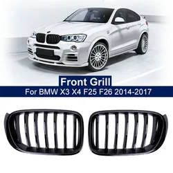 Recambio de rejilla delantera de riñón para BMW, accesorio de color mate y brillante, estilo deportivo, listón único, modelos X3, F25, X4 y F26, años 14-17