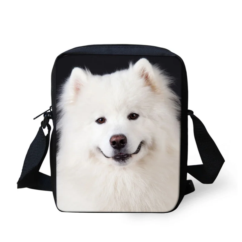 Brand Design Women's Bag Famous 3D Cute Dog Samoyed Print Mini Messenger Bag Travel Portable Shoulder Bag Handbags