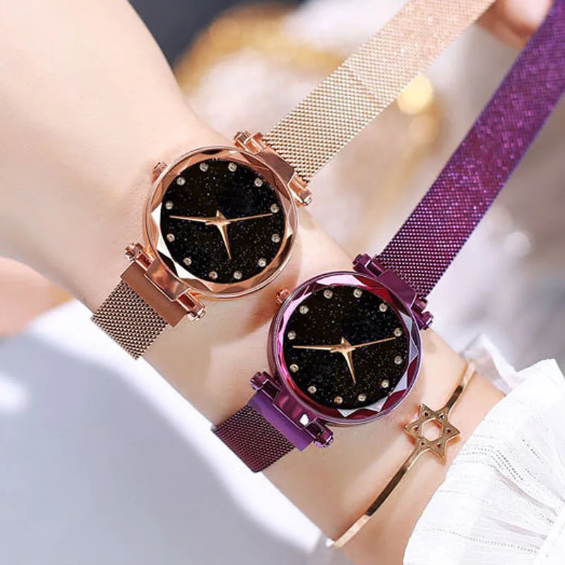 Ladies Magnetic Starry Sky Clock Fashion Diamond Female Quartz Wristwatches Luxury Women Watches relogio feminino zegarek damski