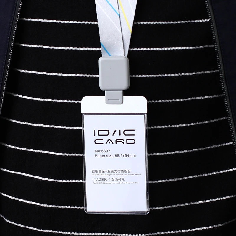 DEZHI-Acrylic Clear Access Card ID IC Card Badge Holder Work Card with Polyester Lanyard, LOGO Custom Neck Rope