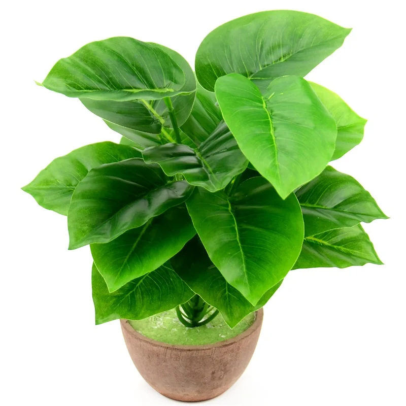 1Bouquet /18 leaves Artificial Palm Green Radish Plant Leaf For Home Wedding Table Decorations Fake Bonsai Tree Leaves Accessori