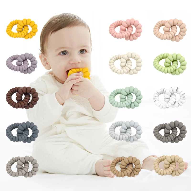 2022 Baby Teether Silicone Beads Fashionble Teether Chain Baby Portable Non-toxic Infant Baby Teether Toys Necklace Accessories