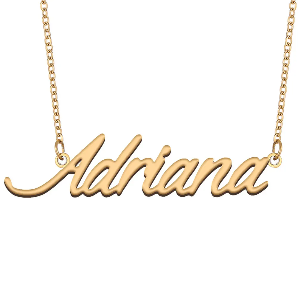 Adriana Nameplate Necklace for Women Personalized Stainless Steel Jewelry Gold Plated Name Pendant Femme Mothers Girlfriend Gift