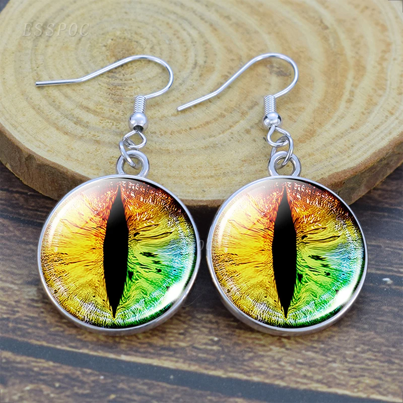 Evil Eye Human Eyes Pattern Dangle Earring Blue Eye Pendant Violet Eye Glass Cabochon Drop Earrings for Women Ear Hook Jewelry