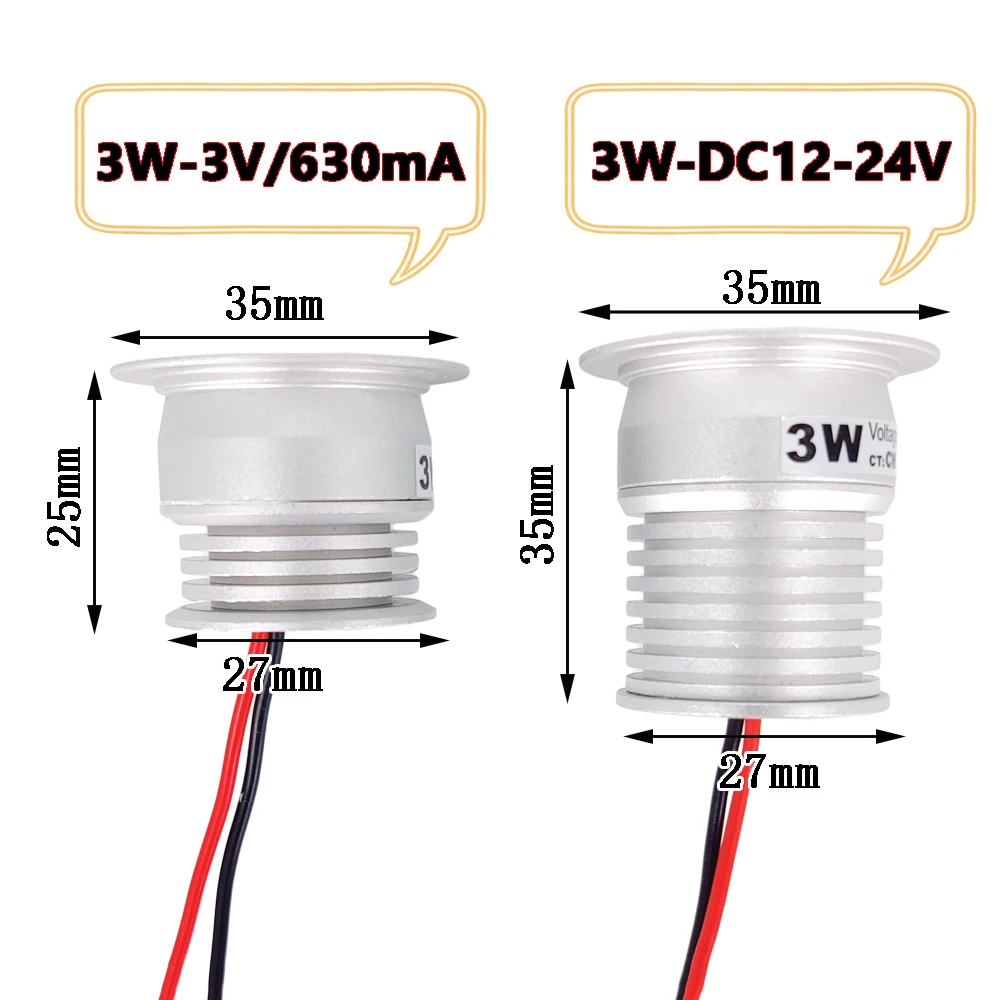 12-24V 3V szafka reflektory LED światło punktowe 3W 3W wpuszczana szafka Showcase Downlight 30mm wycięcie reflektor sufitowy oświetlenie do sypialni