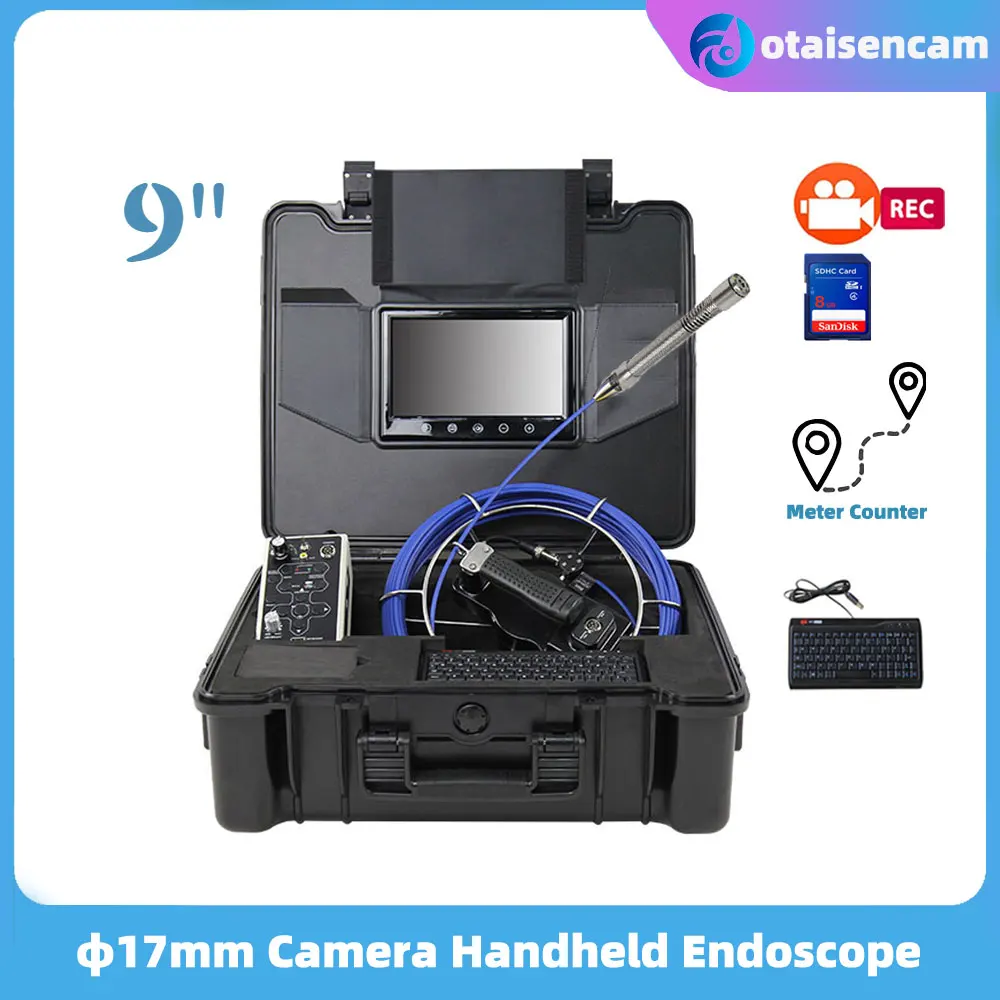 

WOPSON φ17mm Camera Drain Sewer Pipe Inspection Endoscope System 9" Touch Screen DVR Keyboard Meter Counter 5mm Fiberglass Calbe