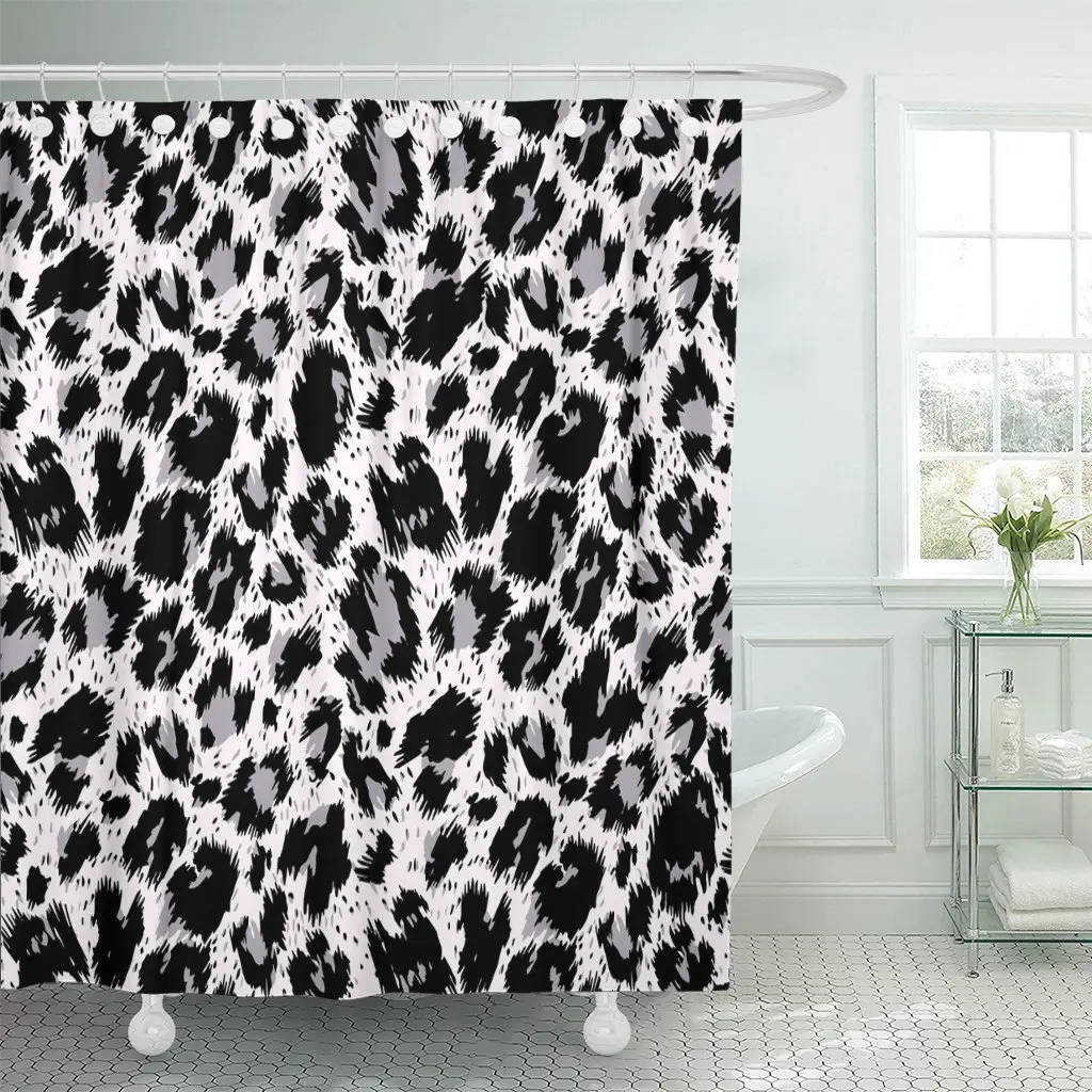 

Brown Animal Luxury Black and White Leopard Pattern Jaguar Bathroom Curtains Waterproof Polyester Fabric 72 x 78 inches Set