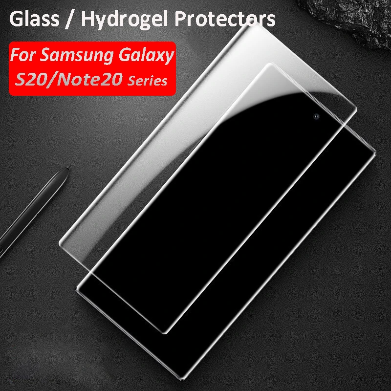 For Samsung Galaxy Note 10 S20 Plus Ultra Curved Tempered Glass Screen Protector and Hydrogel Protectors 2 Styles Screen Film