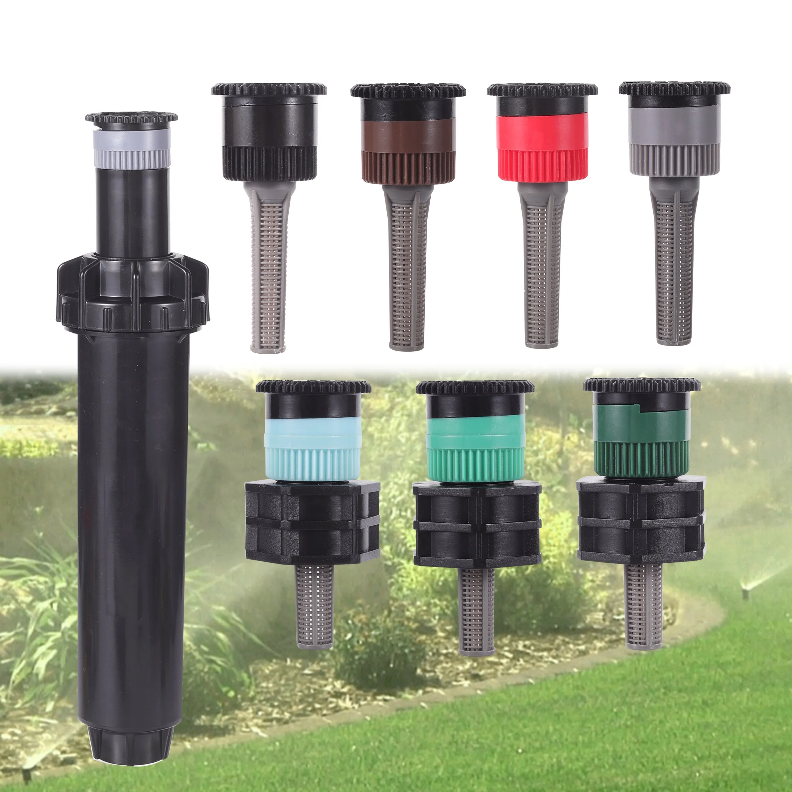 Popup Sprinklers Replacement Scattering Nozzles Garden Park Farm Grass Lawn 0~360° Adjustable Angle Watering Cooling Nozzle 5Pcs