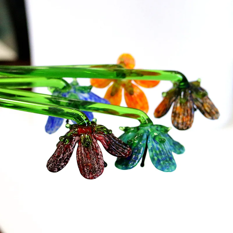 Handmade Colorful Murano Glass Flower Craft Figurine Ornaments Wedding Valentine's Day Favors Gifts