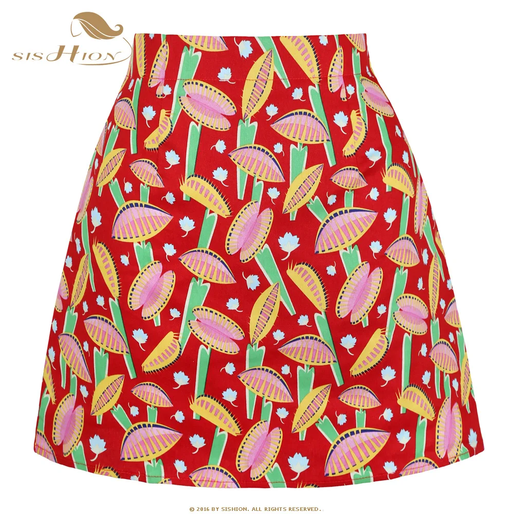 SISHION Dropshipping Floral Toucan Print Mini Rock SS0008 Baumwolle Vintage Schlank Retro Sexy Röcke Frauen Damen Frauen Rock Y2K – Detail 23
