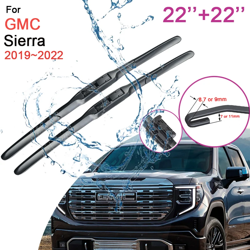 Car Front Windshield Wiper Blades for GMC Sierra Fifth Generation 2019 2020 2021 2022 Frameless Rubber Snow Scraping Accessories