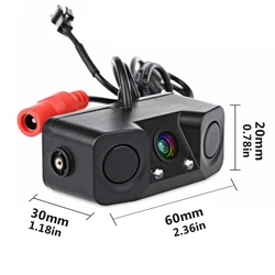 HD CCD Car Rear View Camera 3 in 1 Parking Radar Detector Sensor Night Vision LED