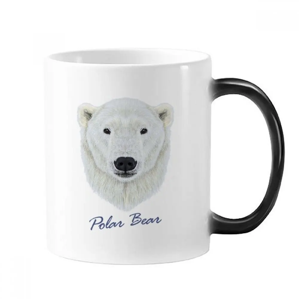 White Northern Wild Polar Bear Animal Morphing Heat Sensitive Changing Color Mug Cup Gift Milk Coffee With Handles 350 ml