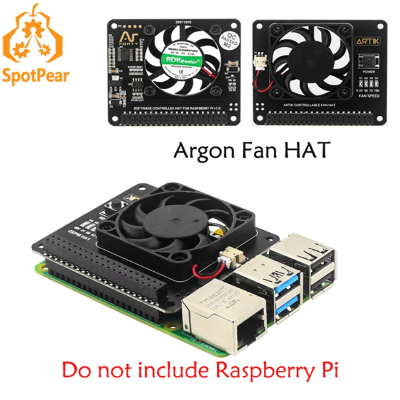 Raspberry Pi 4 Model B Argon Fan HAT with Cooling Fan Function Power Switch