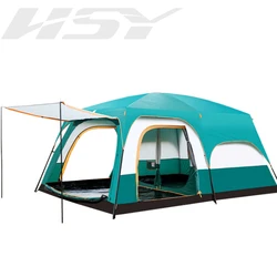 330*210*185CM Outdoor Camping Double Layer Waterproof 3-6 Person Tent Two Living Room And One Hall Tent For Family Friends