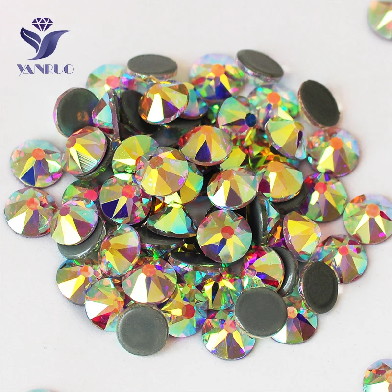 YANRUO 2088HF All Sizes AB Flatback Iron On Hotfix Crystal Strass Glass Hot Fix Rhinestones For Clothes Decoration